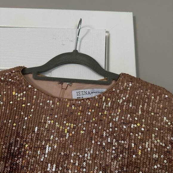 Mac Duggal Sequined High Neck Puff Long Sleeve Column Gown size 10 - Picture 6 of 12